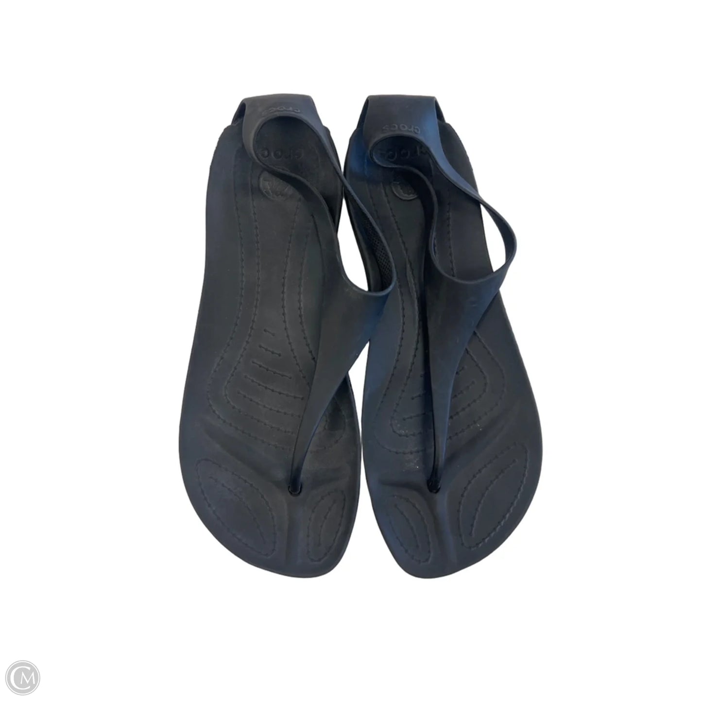 Sandals Flats By Crocs In Black, Size: 8