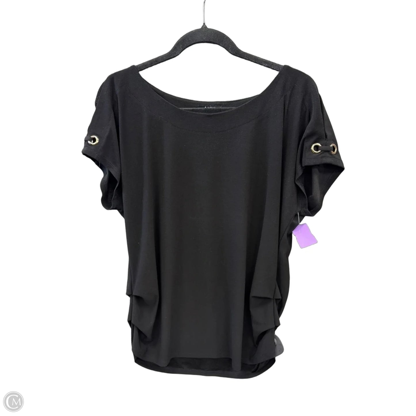 Top Short Sleeve By Auw In Black, Size: L