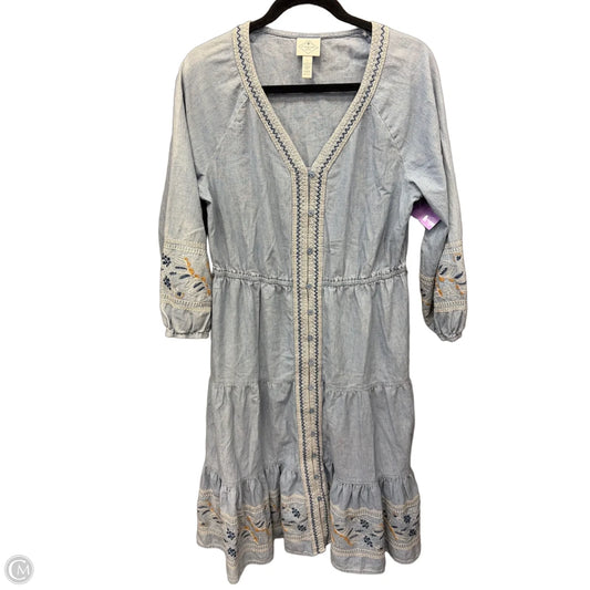 Dress Casual Midi By St Johns Bay In Blue Denim, Size: L