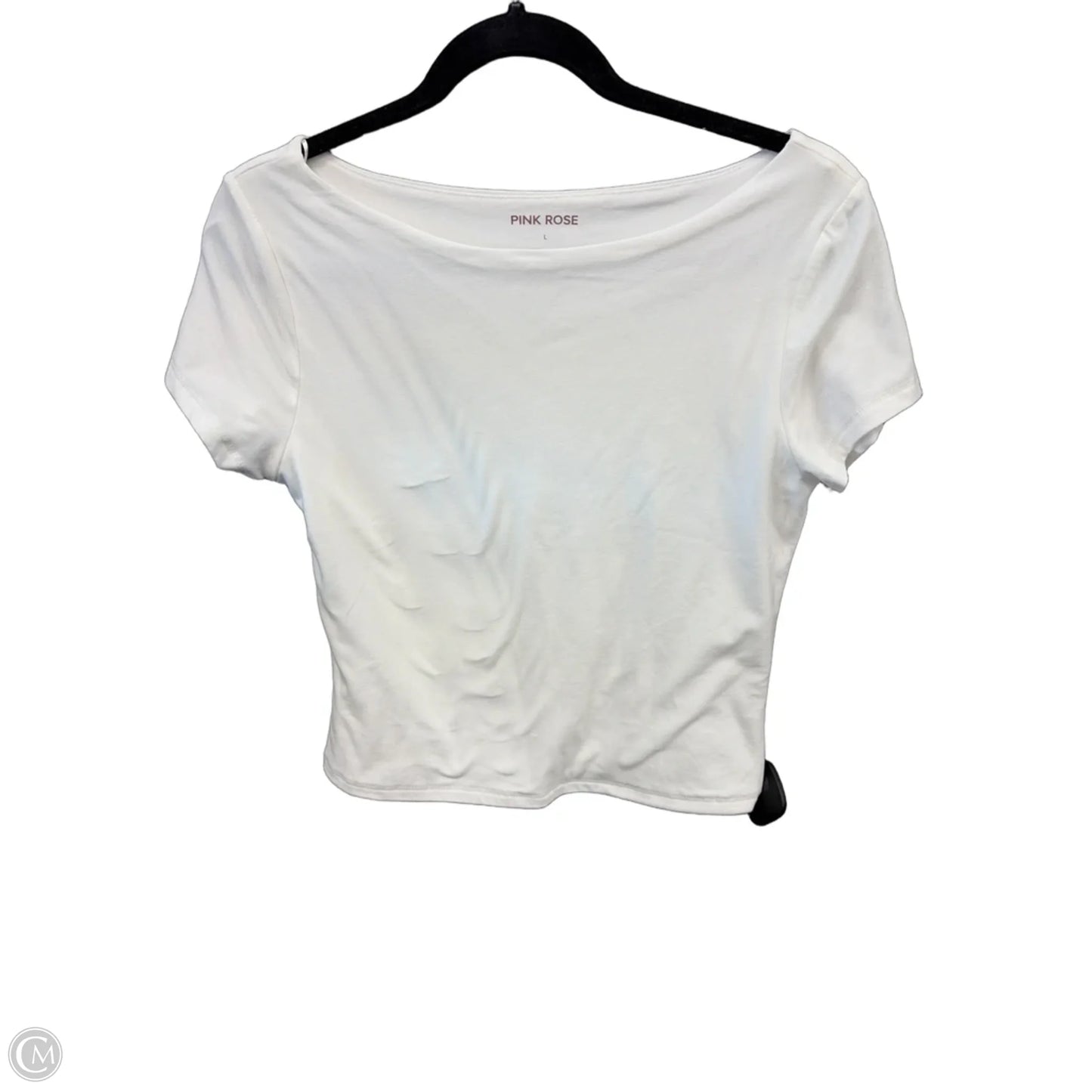 Top Short Sleeve By Pink Rose In White, Size: L