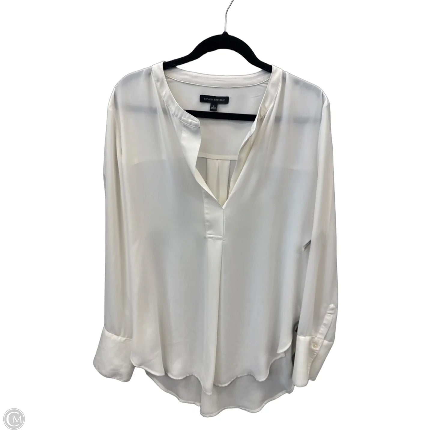 Top Long Sleeve By Banana Republic In Cream, Size: L