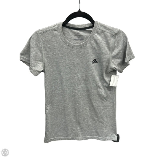 Athletic Top Short Sleeve By Adidas In Grey, Size: Xs