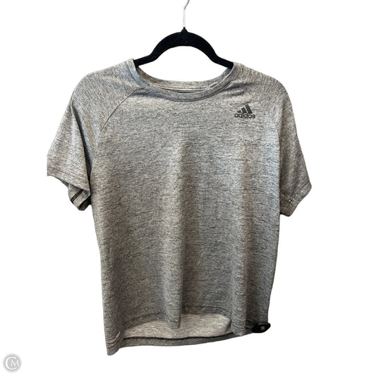 Athletic Top Short Sleeve By Adidas In Grey, Size: M