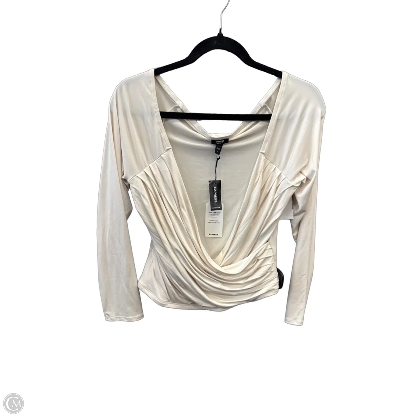 Top Long Sleeve By Express In Cream, Size: L
