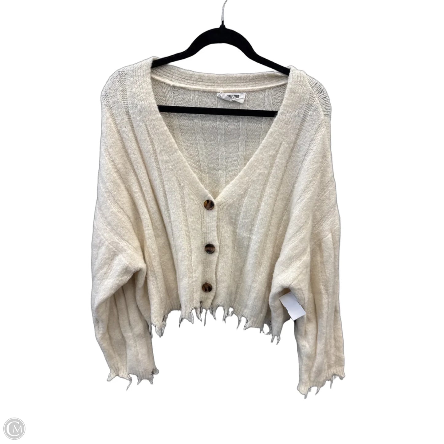 Sweater Cardigan By Double Zero In Cream, Size: L