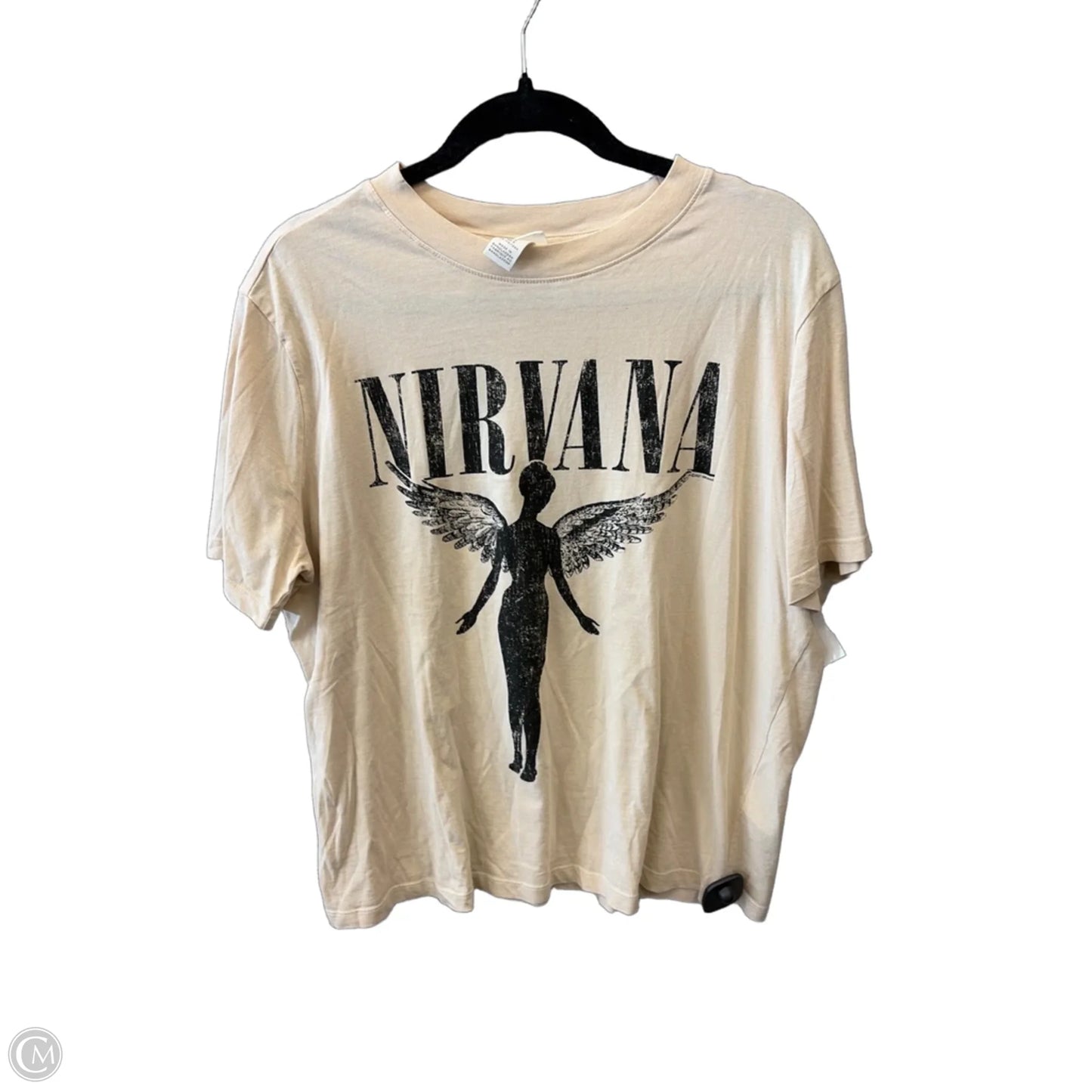 Top Short Sleeve By H&m In Cream, Size: L