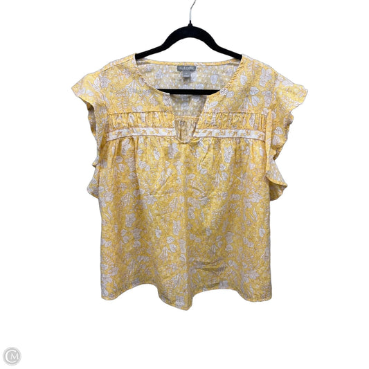 Top Short Sleeve By Falls Creek In Yellow, Size: 1x