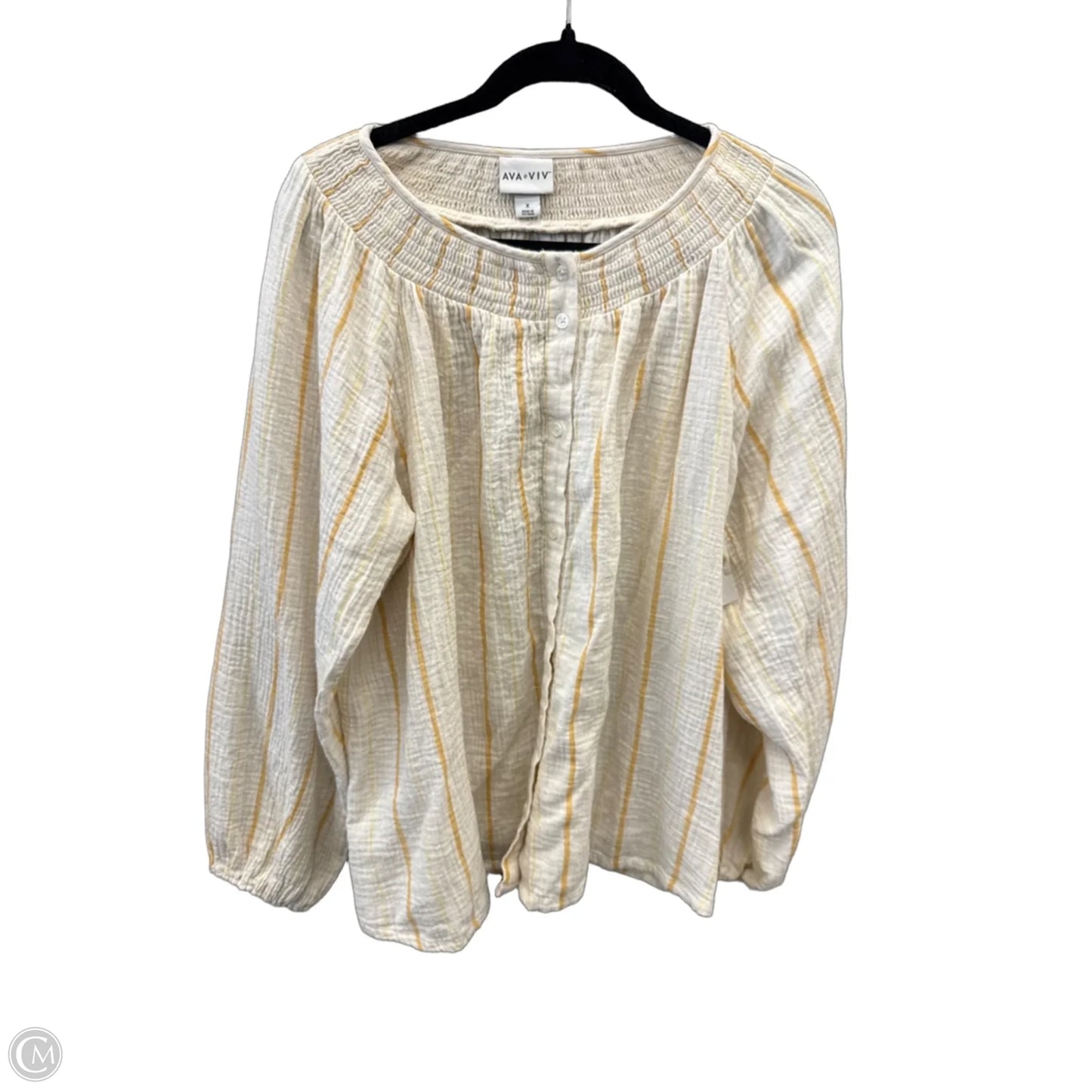 Top Long Sleeve By Ava & Viv In Striped Pattern, Size: 1x