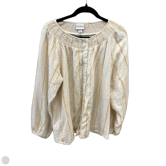 Top Long Sleeve By Ava & Viv In Striped Pattern, Size: 1x