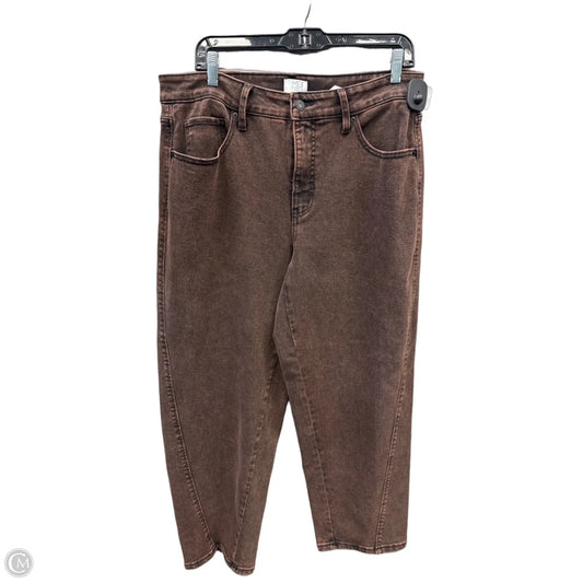 Jeans Straight By Time And Tru In Brown Denim, Size: 14