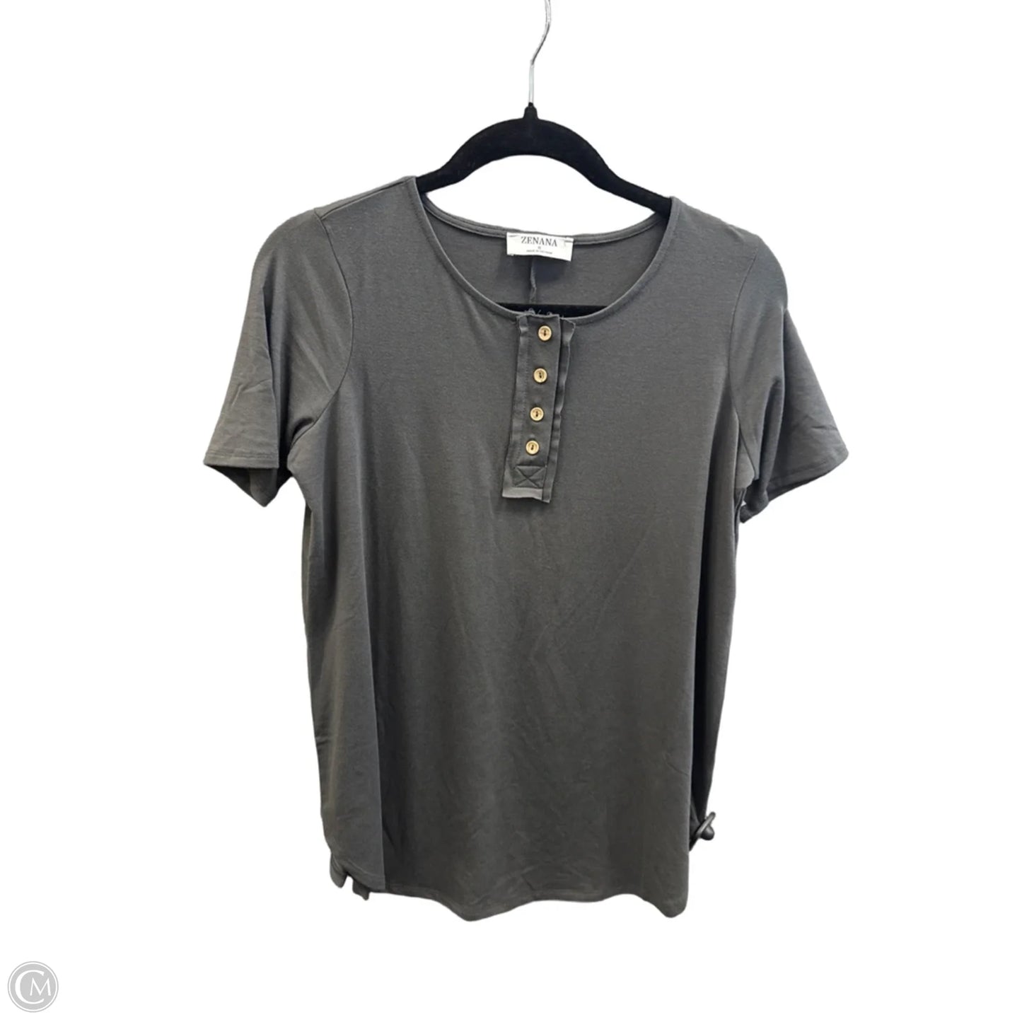 Top Short Sleeve By Zenana In Grey, Size: S