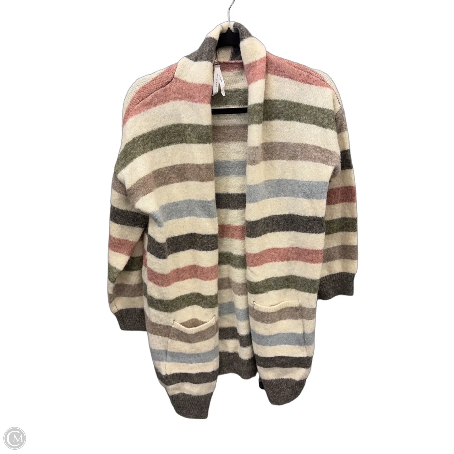 Sweater Cardigan By Dreamers In Striped Pattern, Size: L