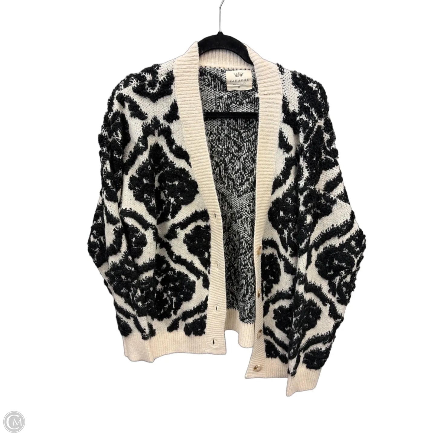 Sweater Cardigan By Clothes Mentor In Black & Cream, Size: M