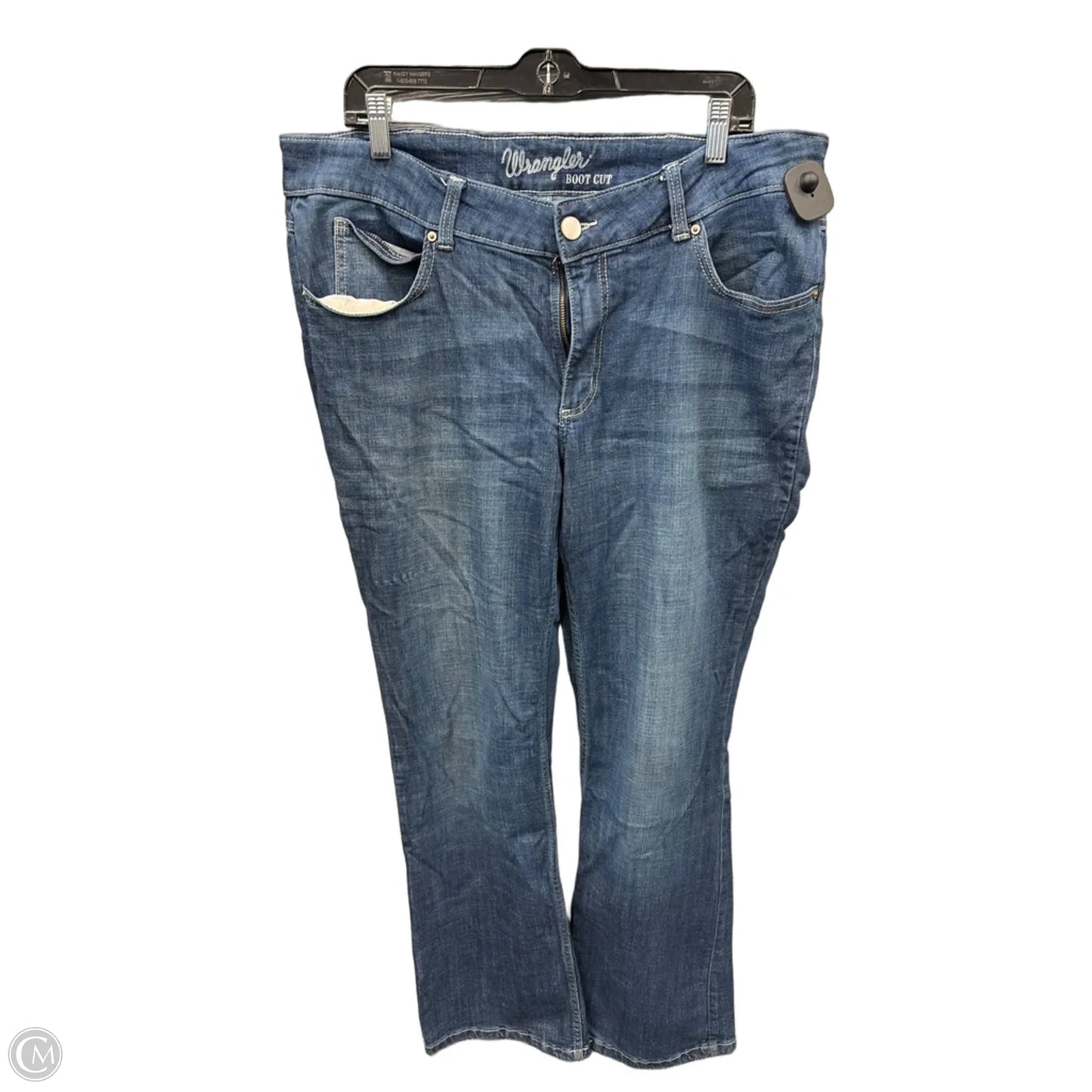 Jeans Boot Cut By Wrangler In Blue Denim, Size: 18