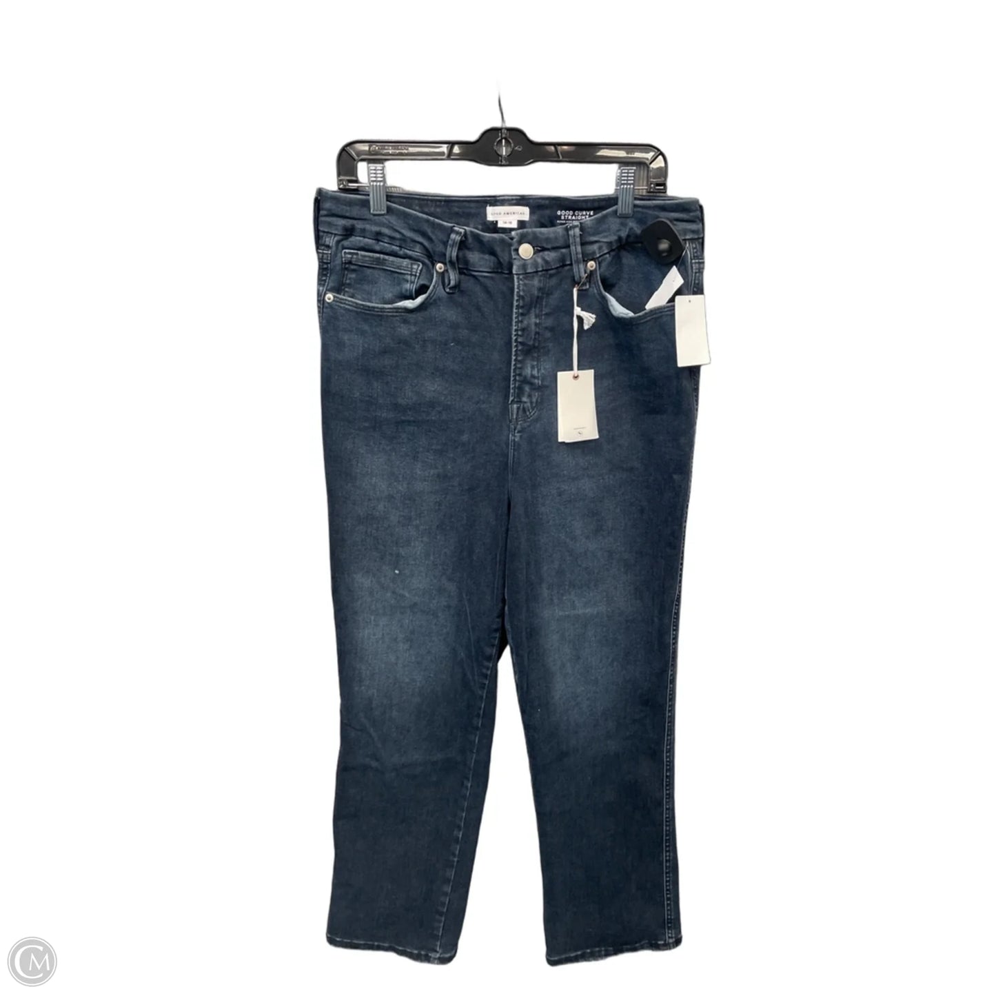 Jeans Straight By Good American In Blue Denim, Size: 14