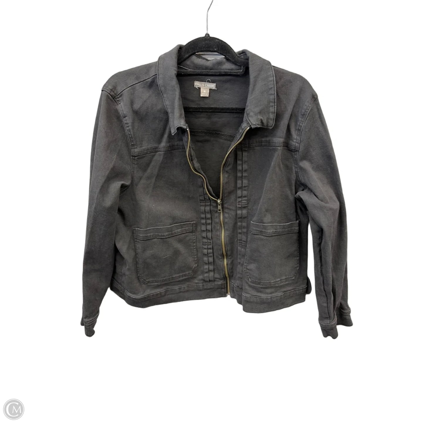 Jacket Denim By Falls Creek In Black Denim, Size: 1x
