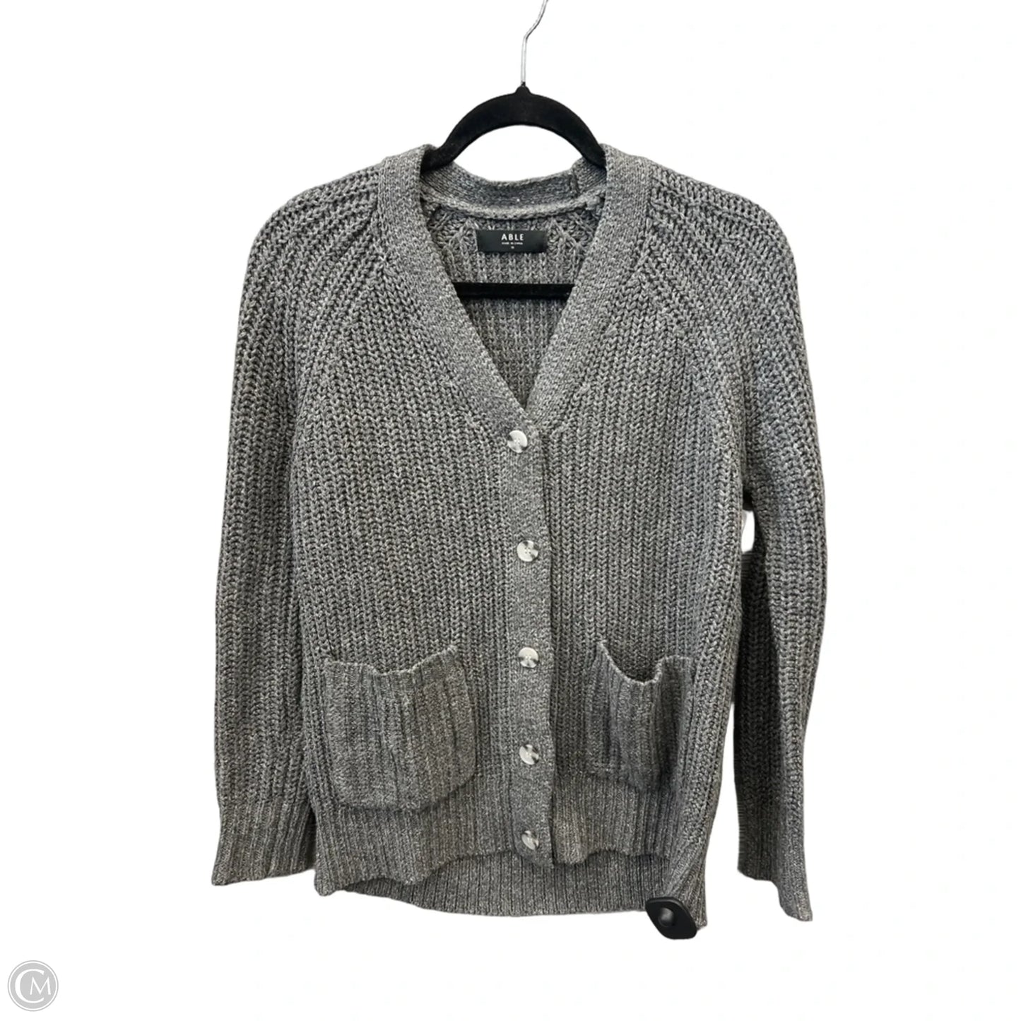 Sweater Cardigan By Able In Grey, Size: Xs