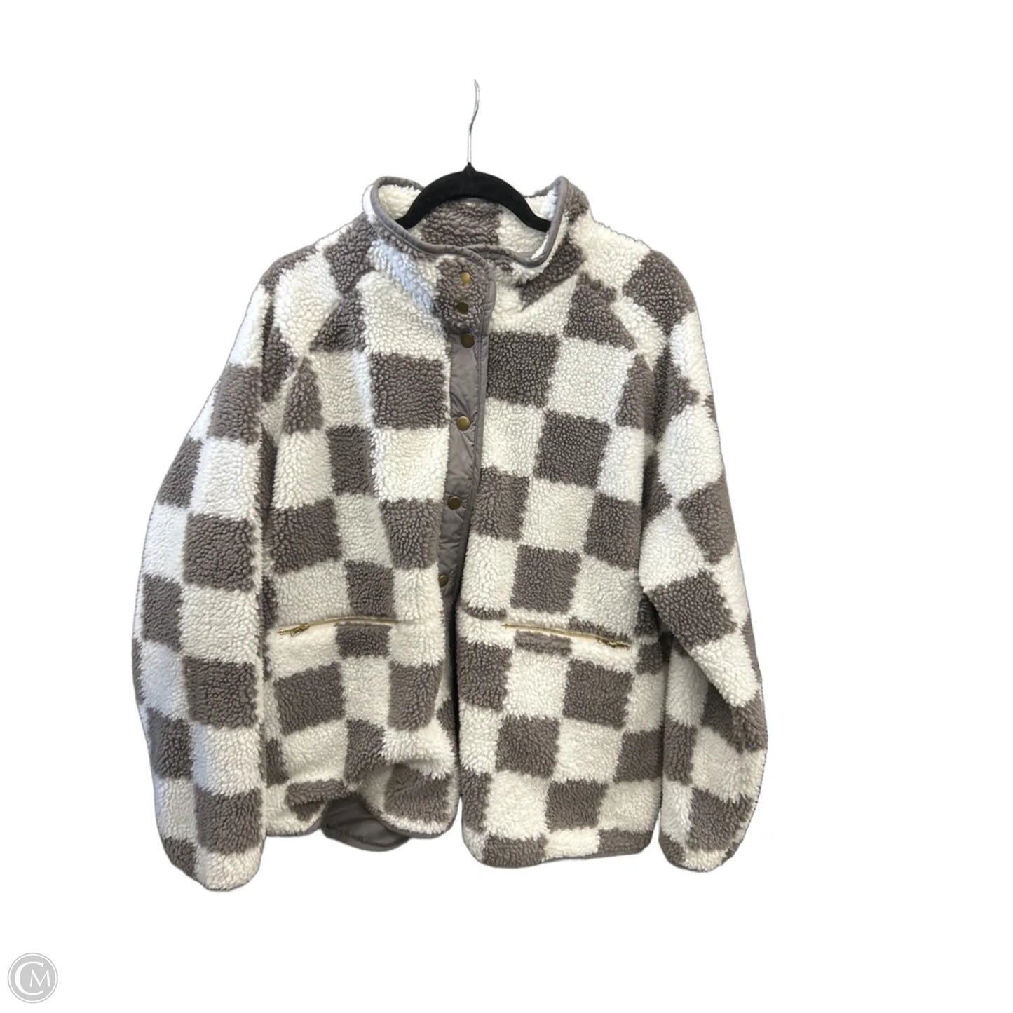 Jacket Faux Fur & Sherpa By Clothes Mentor In Checkered Pattern, Size: 2x