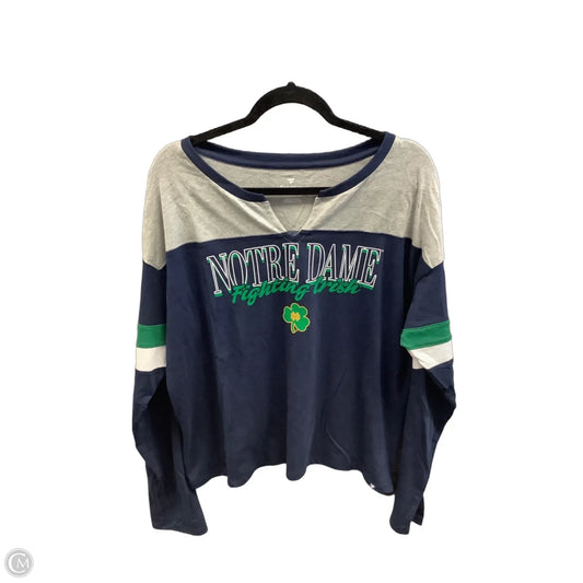 Top Long Sleeve By Fanatics In Blue & Grey, Size: Xl