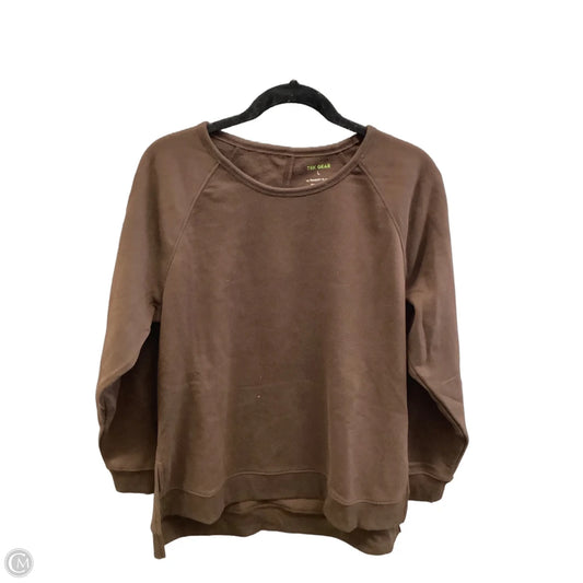 Athletic Top Long Sleeve Crewneck By Tek Gear In Brown, Size: L