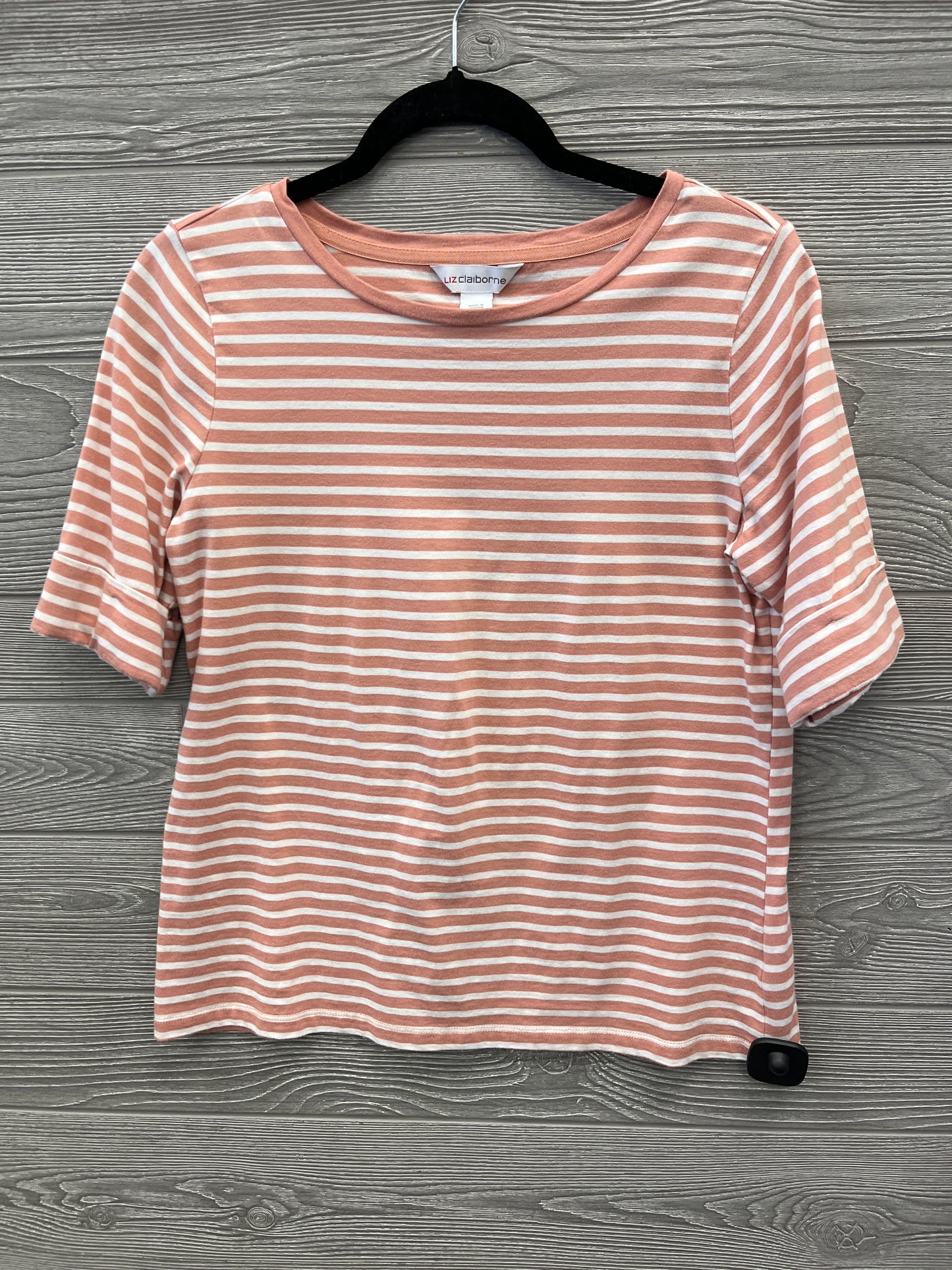 Top Short Sleeve By Liz Claiborne In Striped Pattern, Size: M