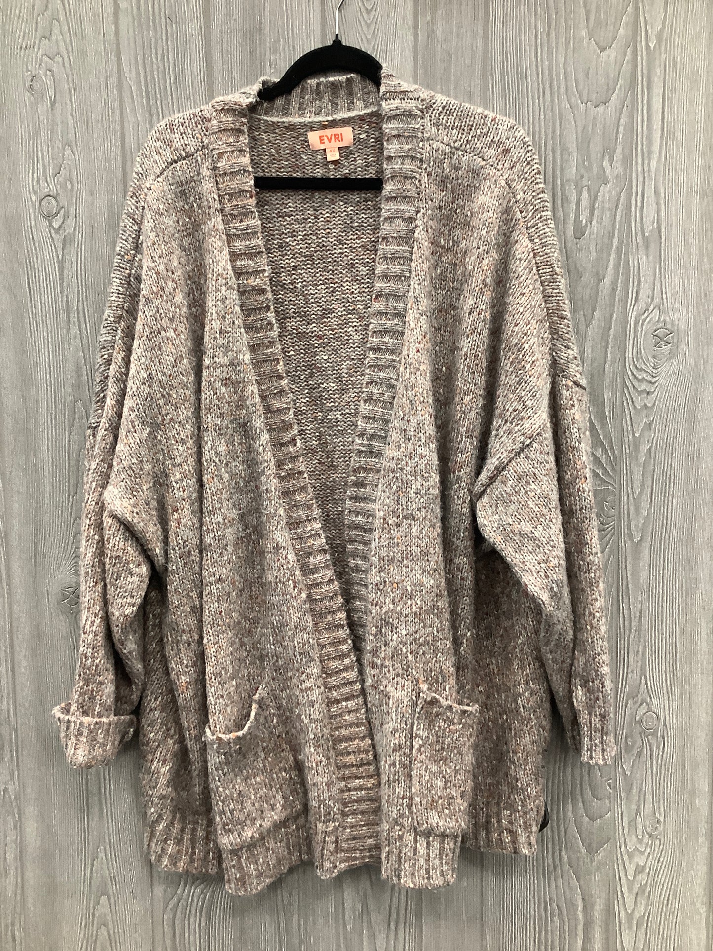 Sweater Cardigan By Evri In Brown, Size: 4x