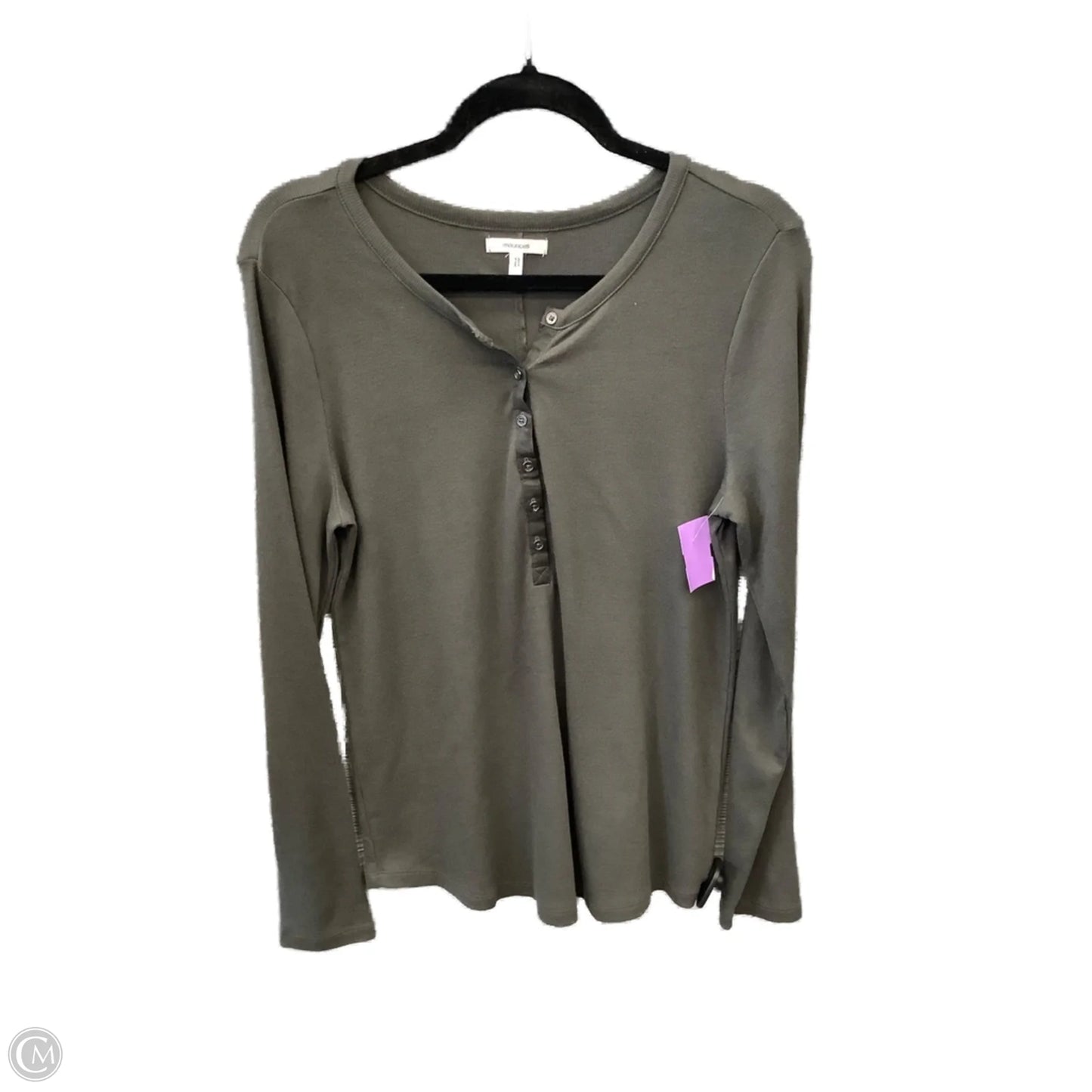 Top Long Sleeve Basic By Maurices In Grey, Size: L