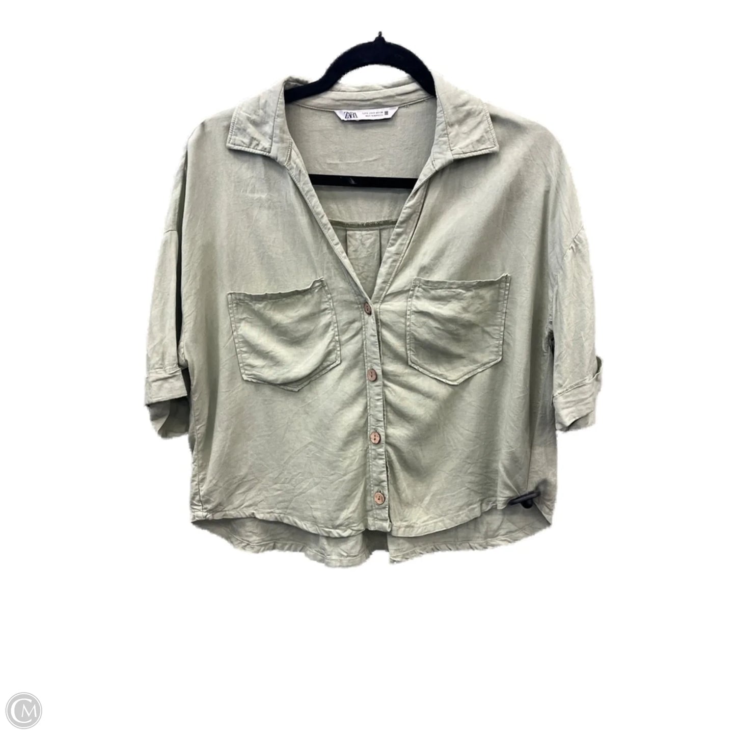 Top Short Sleeve By Zara In Green, Size: S