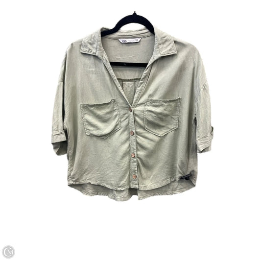 Top Short Sleeve By Zara In Green, Size: S
