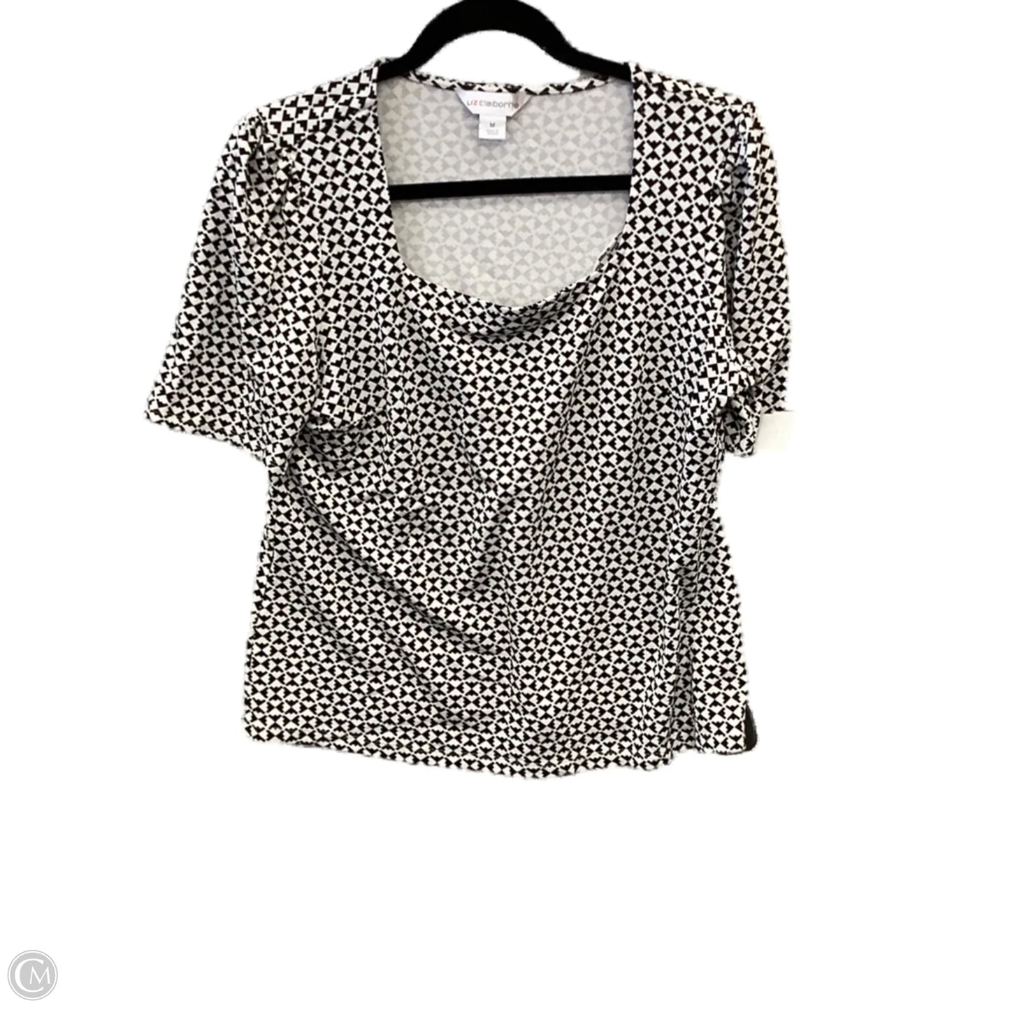 Top Short Sleeve By Liz Claiborne In Black & White, Size: M