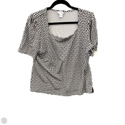 Top Short Sleeve By Liz Claiborne In Black & White, Size: M