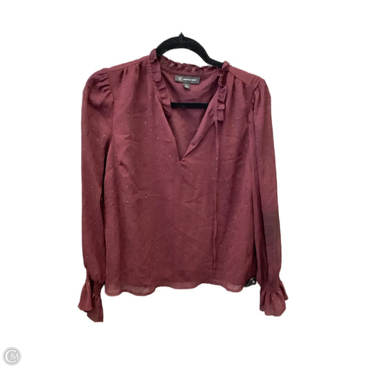 Top Long Sleeve By Inc In Maroon, Size: M