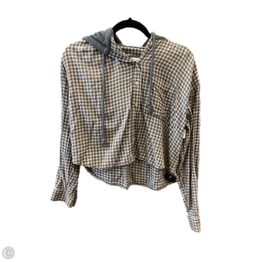 Sweatshirt Hoodie By American Eagle In Plaid Pattern, Size: S