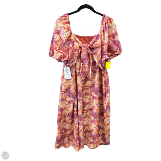 Dress Casual Midi By Time And Tru In Pink, Size: Xl