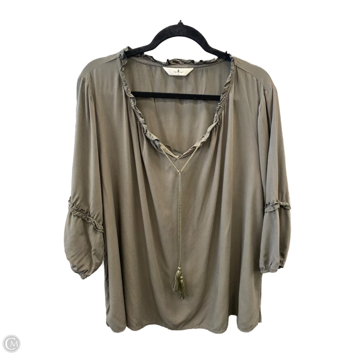 Top 3/4 Sleeve By Agnes Orinda In Green, Size: 3x