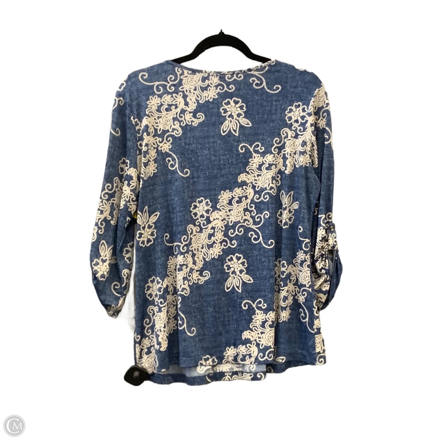 Top Long Sleeve By Perseption Concept In Blue, Size: L
