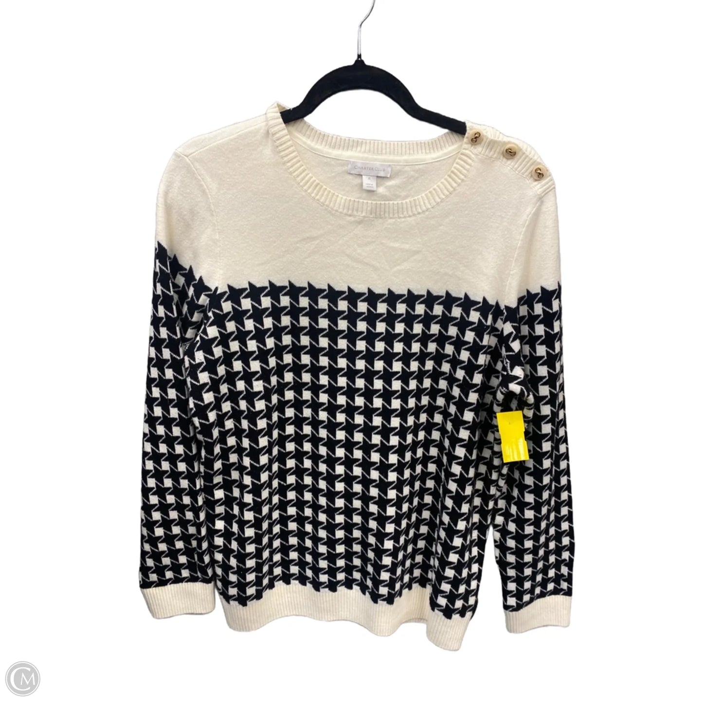 Sweater By Charter Club In Black & White, Size: Xl