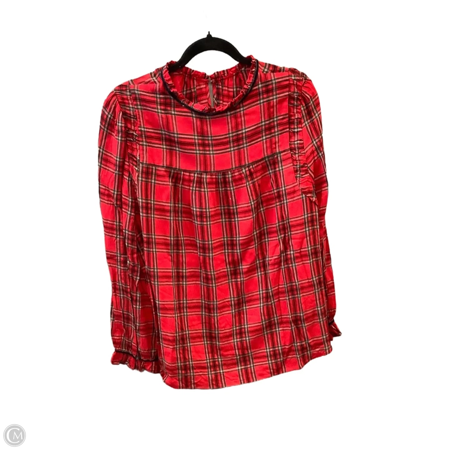 Top Long Sleeve By Loft In Plaid Pattern, Size: Xxl
