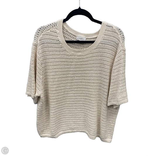 Sweater Short Sleeve By Loft In Cream, Size: Xl