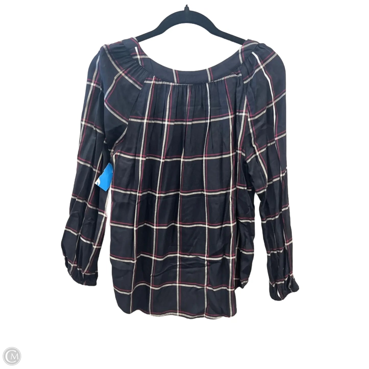 Top Long Sleeve By Loft In Plaid Pattern, Size: S