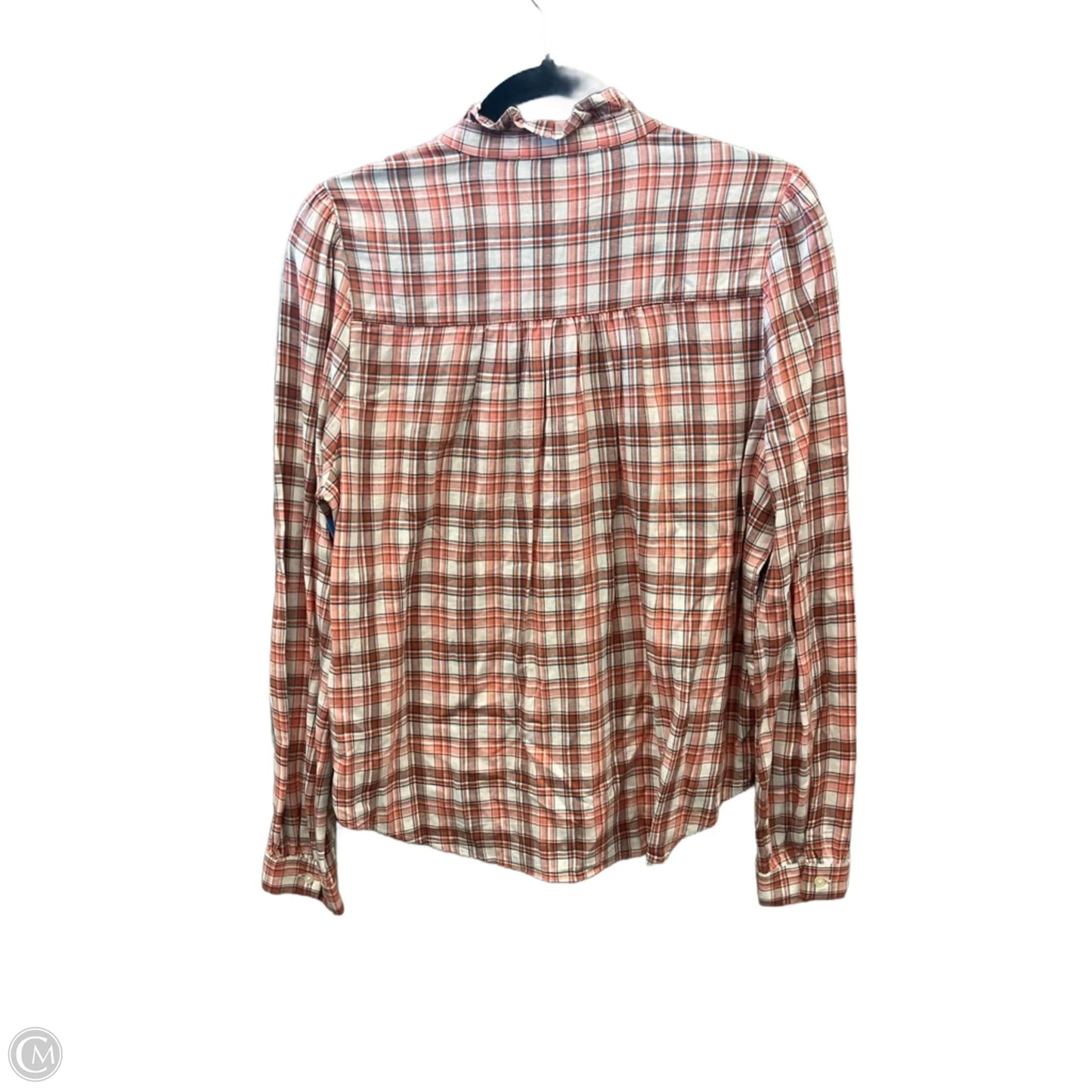 Top Long Sleeve By Loft In Plaid Pattern, Size: S