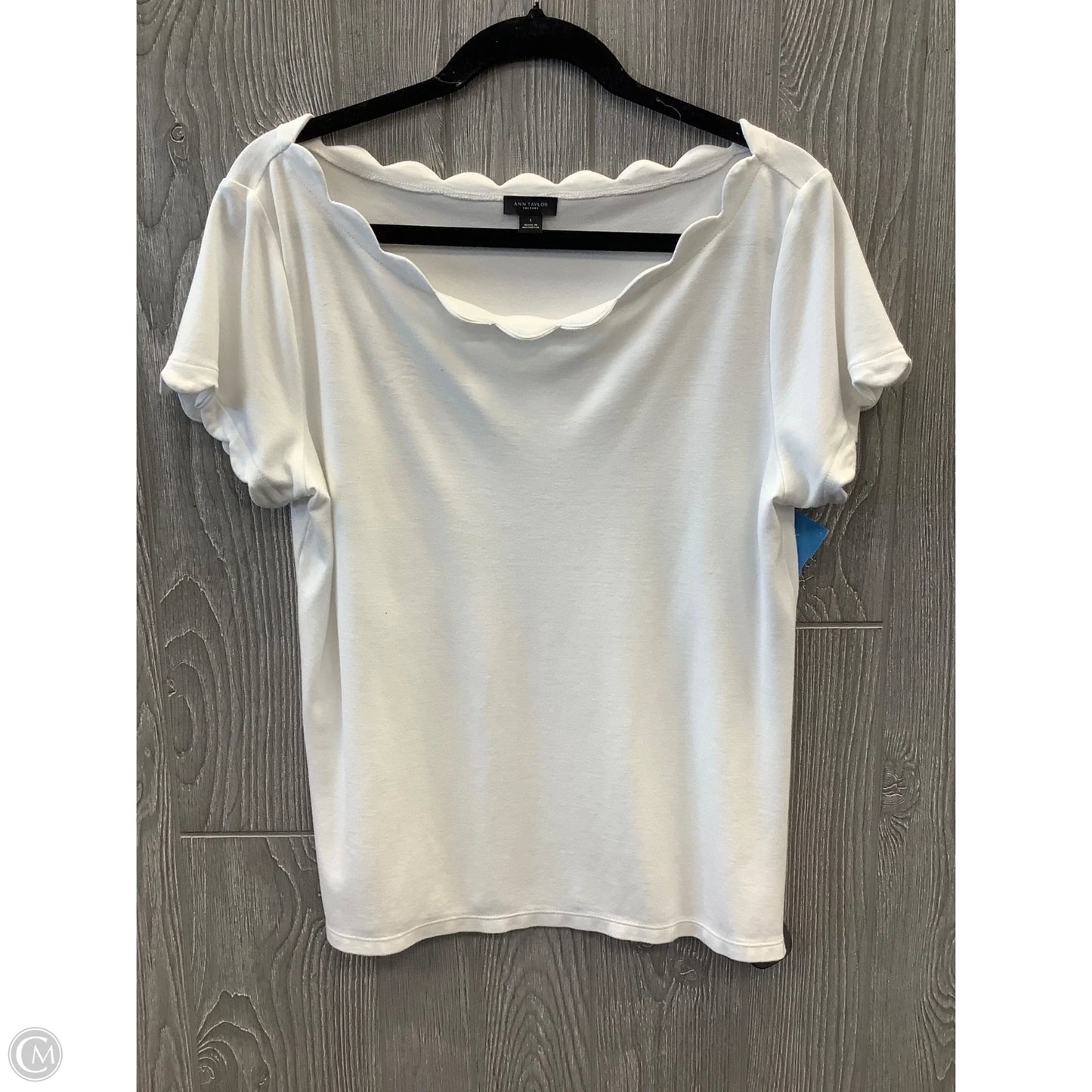 Top Short Sleeve By Ann Taylor In White, Size: L