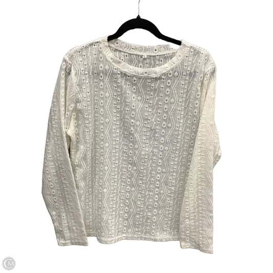 Top Long Sleeve By Cmf In White, Size: L
