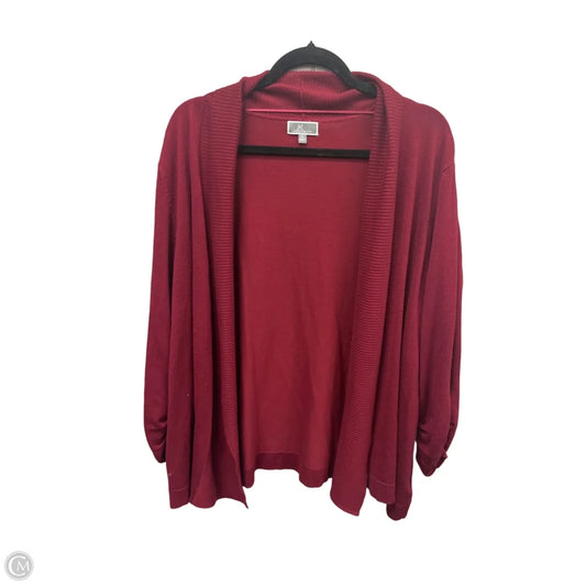 Cardigan By Jm Collections In Red, Size: Xl