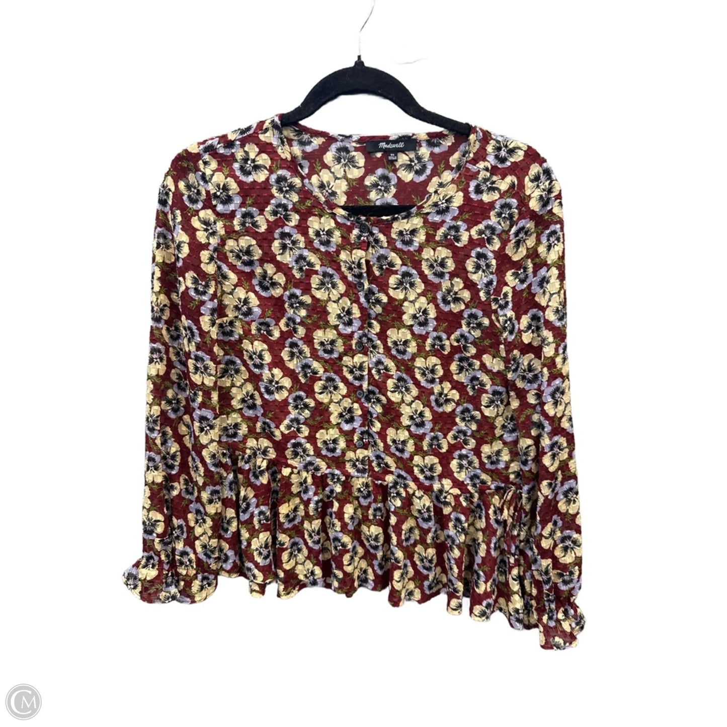 Top Long Sleeve By Madewell In Floral Print, Size: Xs