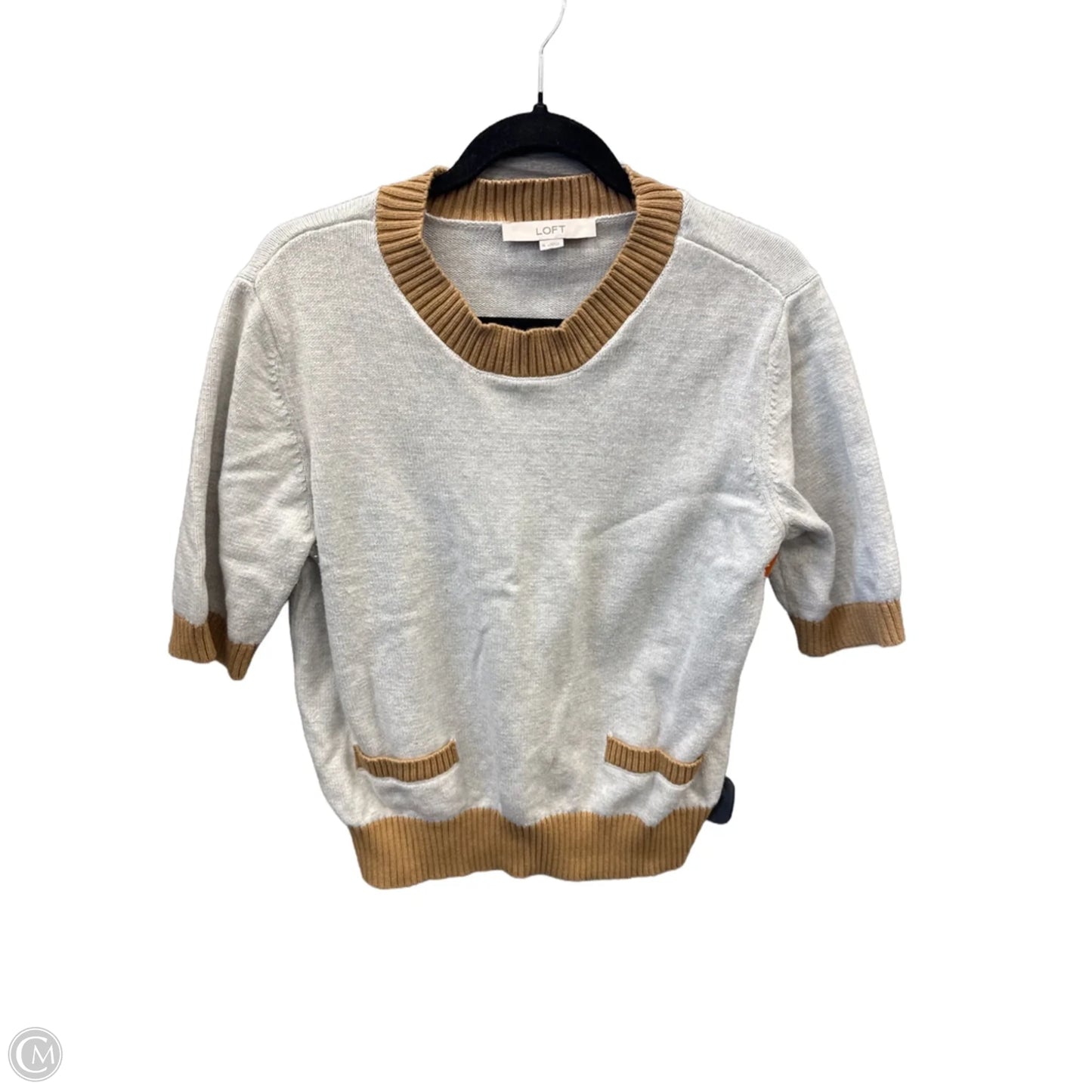 Sweater Short Sleeve By Loft In Grey, Size: Xl