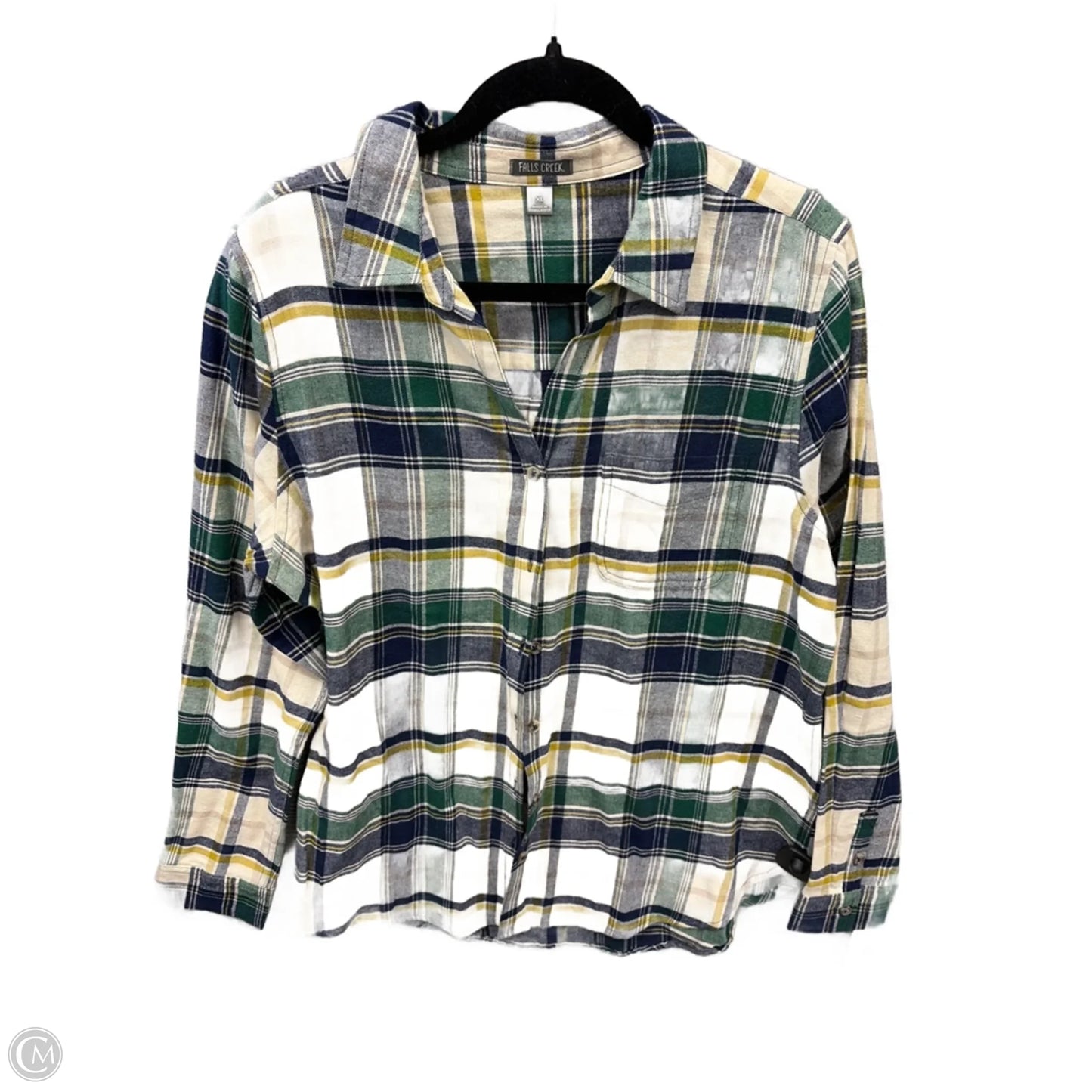 Top Long Sleeve By Falls Creek In Plaid Pattern, Size: Xl