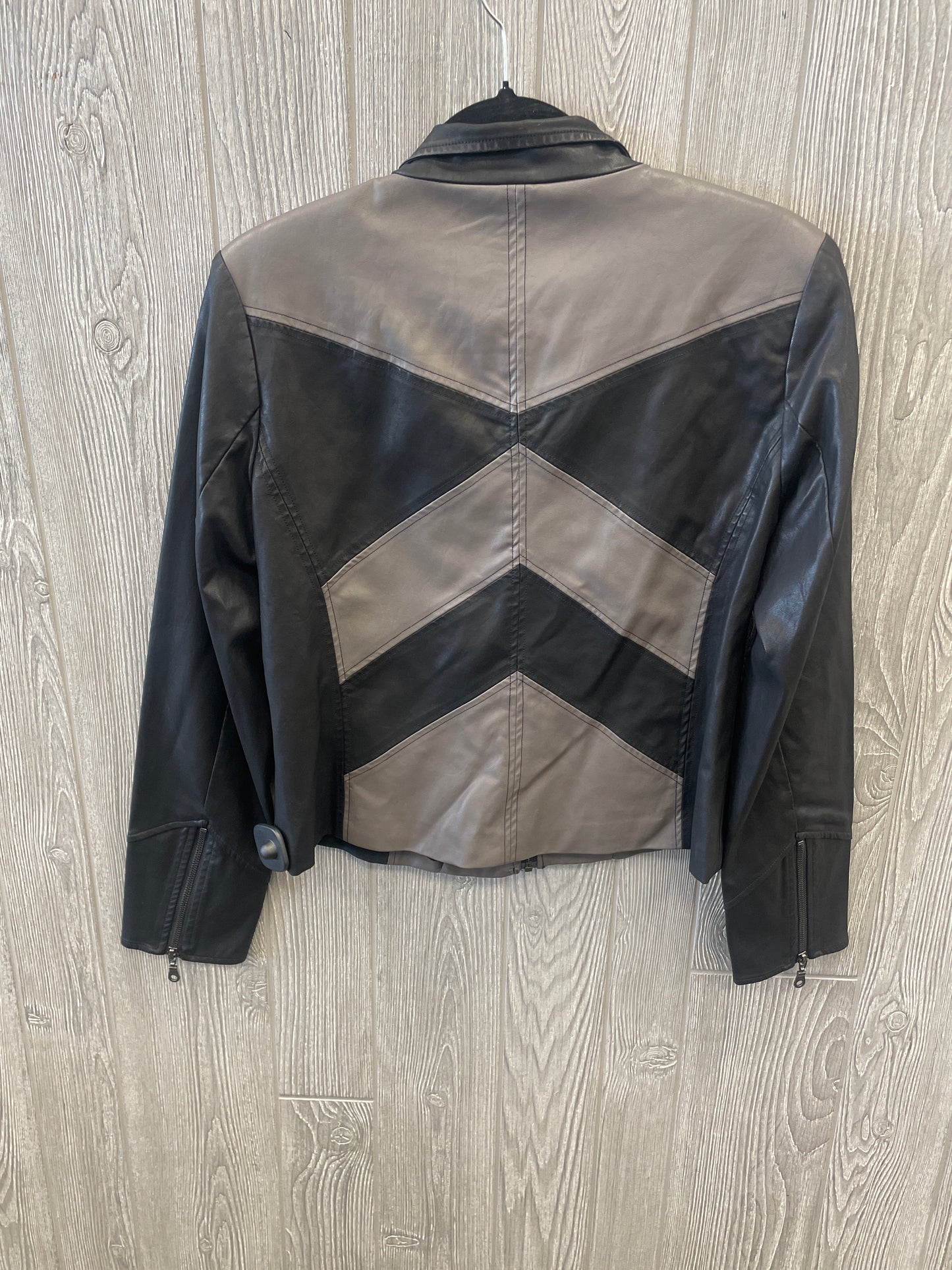 Jacket Leather By Clothes Mentor In Black & Grey, Size: M