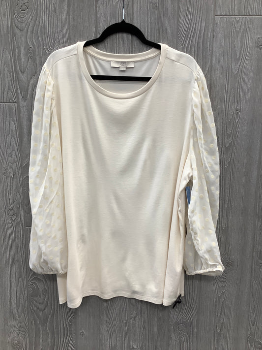 Top Long Sleeve By Loft In Cream, Size: 3x