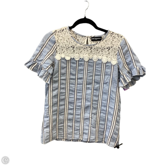 Top Short Sleeve Designer By Karl Lagerfeld In Striped Pattern, Size: S